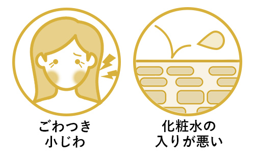 ごわつき、化粧水の入りが悪い